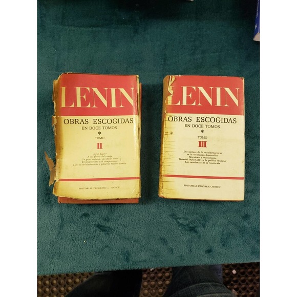 Lenin Obras Escogidas Tomo 2 y 3 Spanish Tapa Dura 1975 USSR Rare Politicos